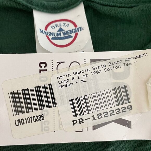 North Dakota State University Bison SS CNeck Cotton T Shirt Green Yel Sz XL NWT - Picture 9 of 10